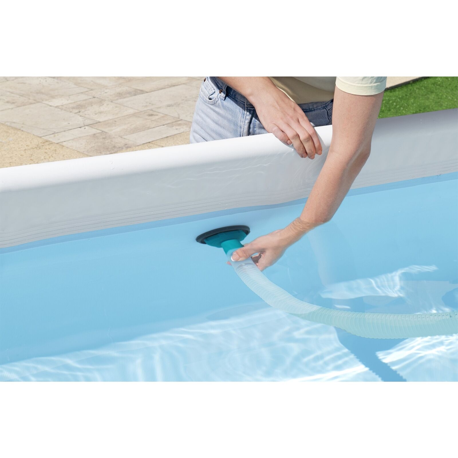 Écumoire Murale Pour Piscine - Plastique Gris, Panier Amovible, Connecté à La Pompe Pour Filtration Automatique