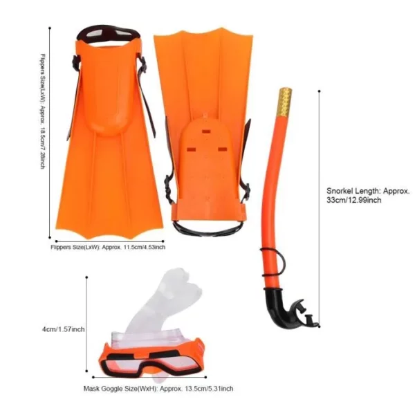 Ensemble de lunettes de plongée Masque de plongée avec tuba pour enfants - ORANGE – Image 2