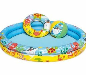 Bestway 51124 Piscine gonflable  122x20cm + ballon + roue pour enfants