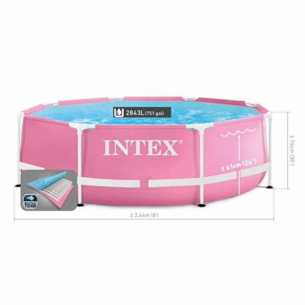 Piscine metal frame tubulaire rose ronde 2,44x0,76m Intex 28292 – Image 5