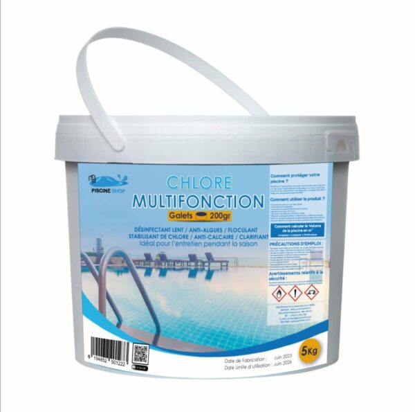 Chlore Multifonction Galet 200gr 5KG PISCINESHOP