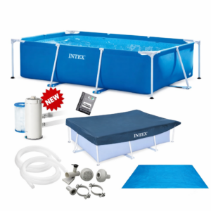 Pack Piscine tubulaire Intex rectangulaire 3,00 x 2,00 x 0,75m + pompe C530 + couverture + tapis de sol 28272NP