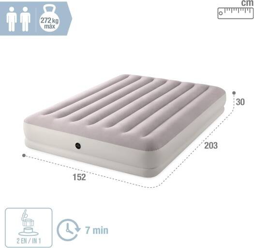 Matelas gonflable Intex Queen Dura, Beam Prestige Mid, Rise avec port USB150, dimensions gonflé : 1,52 m x 2,03 m x 30 cm, 64179 – Image 2